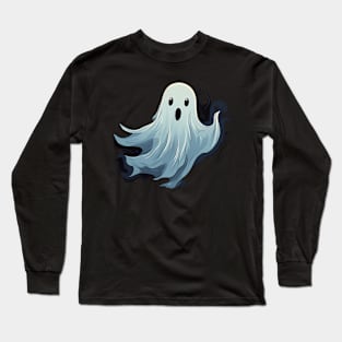 Cartoon Ghost - Spooky Halloween Horror Goth Long Sleeve T-Shirt